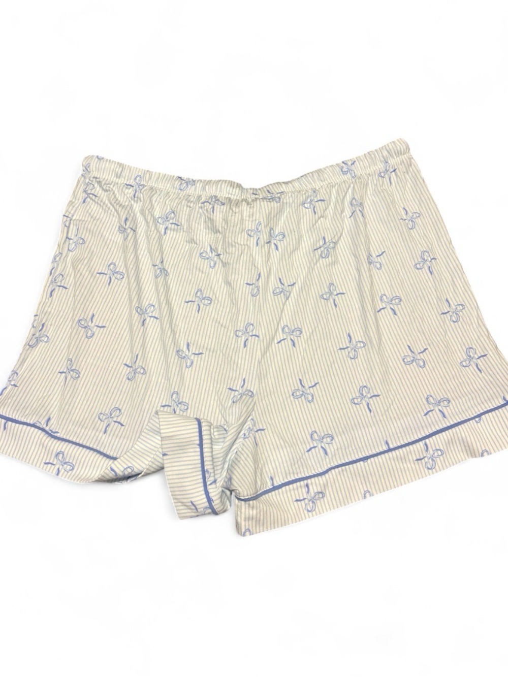 Shabby Chic Bow Print Pajama Set 3pc Large Short Sleeve Top Shorts Pants Blue L - Picture 7 of 11